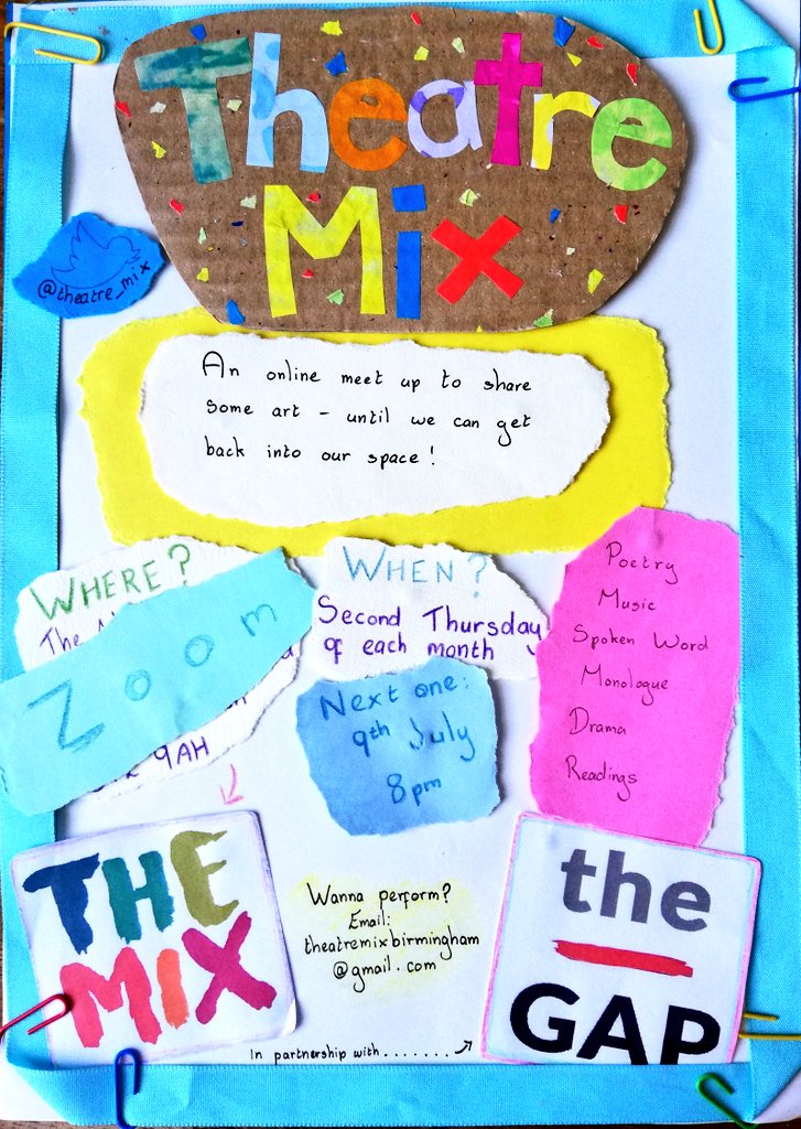 theatre_mix's tweet photo. We can't wait to get back to @MixTheCafe to enjoy the buzz of a live event. But in the meantime, we're continuing our monthly creative sharing sessions on Zoom.
Interested? Wanna know more? Email
theatremixbirmingham@gmail.com https://t.co/cpj3BJPA4J