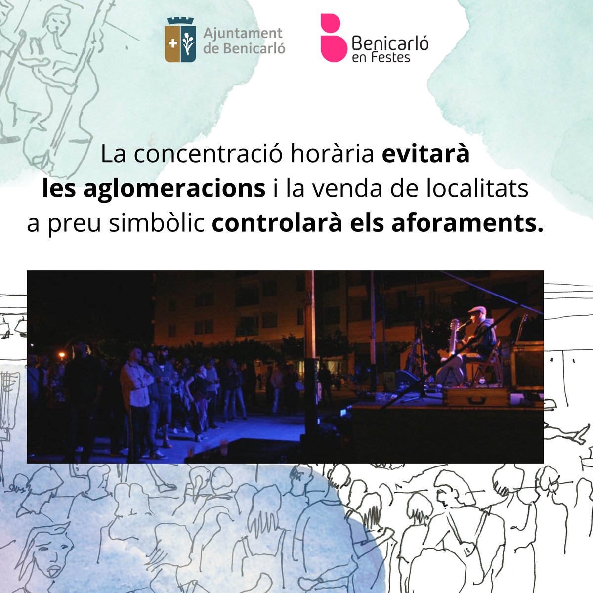 FestesBenicarlo's tweet photo. [1/2] 🏟️ Ubicarem molts #espectacles a recintes a l'aire lliure però tancats, amb entrada i eixida per a poder canalitzar l'aforament, com ara els jardins del Mucbe, la plaça de l'Ajuntament, el pati de La Salle o la pista exterior del pavelló poliesportiu. #FestesPatronals2020 https://t.co/p5mopofuuc