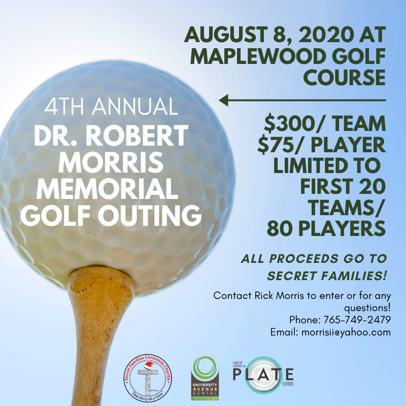 Support Secret Families at the 4th Annual Dr. Bob Morris Memorial Golf Outing! All proceeds go to Secret Families to benefit families in need at Christmas time.  Sign your team up now!  #secretfamilies #secretfamilies2020 #charity #golfouting