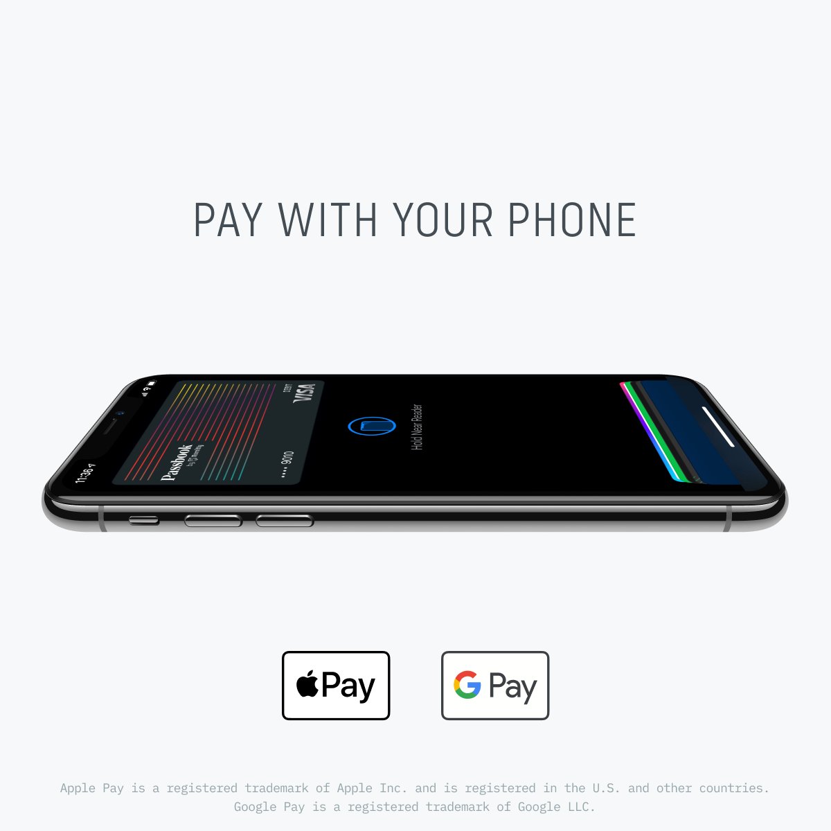 Swipe, tap, pay. Now you can add your Passbook Visa debit card to Apple Pay® or Google Pay® and then you can use your phone (or smartwatch) at the checkout.