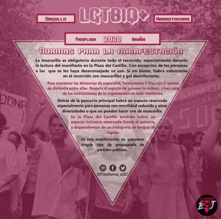 plataforma_E28J's tweet photo. Este domingo 28 manifestación orgullo LGBTIQ+ en Pamplona! 

Harrotasunaren manifestazioa igandeak 28a Iruñan! https://t.co/wr3TG0vSfu