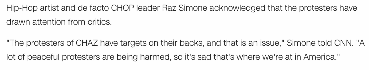 I cannot stop laughing. CHAZ literally seceded from America to avoid the cops. The media and mayor portrayed it as a "block party," a haven of democracy and freedom. Then violence broke out, people fled, and the armed leader is blaming...AMERICA.