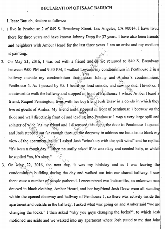 Isaac BaruchJD and AH's mutual friend Interacted with injury free Amber on the days after the May 21 incident. Was told by her that "the lawyers are doing all of this"