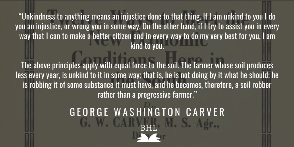 Carver championed crop rotation and natural fertilization. He was concerned with reducing erosion of the topsoil and highlighted the importance of forest preservation in providing rich nutrients to that topsoil.