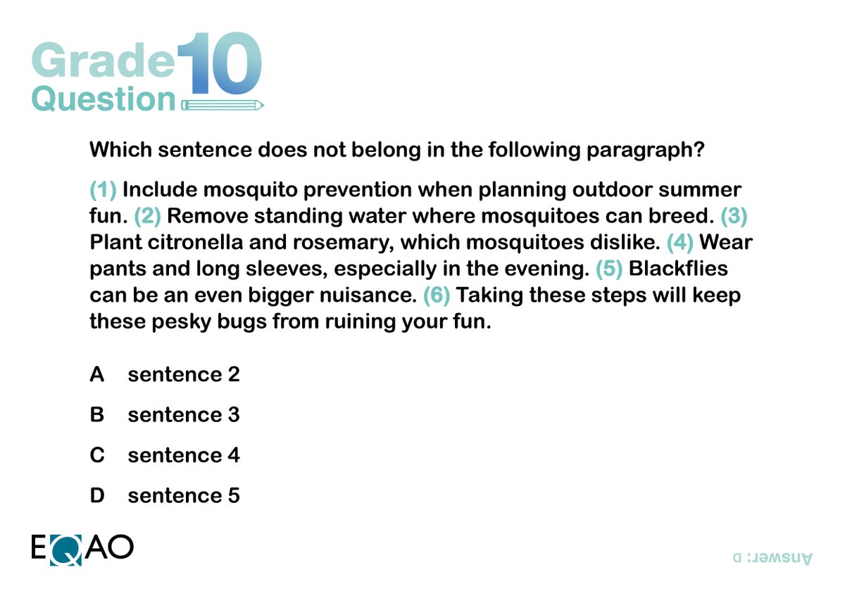eqao's tweet image. A world without mosquitoes? 
bit.ly/3erLQCZ

Today’s question is from the #OSSLT.
#SupportStudentLearning