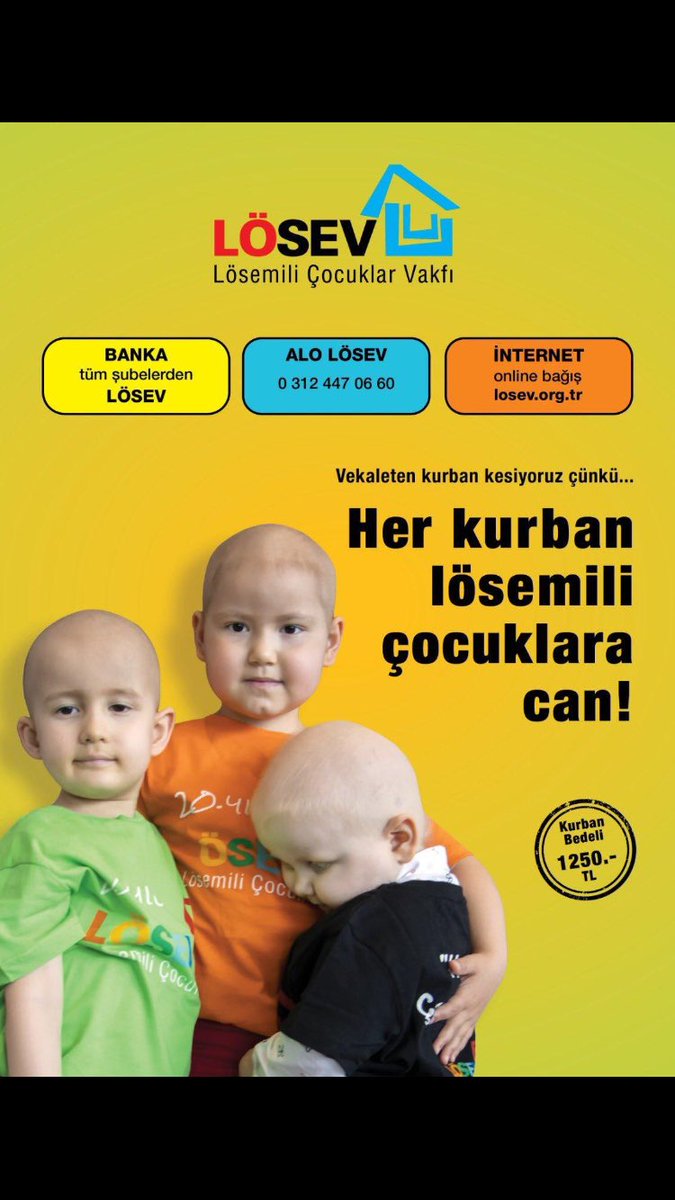 Vekaleten kesilen kurban ve Kurban Bayramı bağışlarının her lokmasının, her kuruşunun yerini bulması ve hayat kurtarması için tüm gücümüzle çalışıyoruz. ↪️BAĞIŞLARINIZLA HAYAT KURTARIYORUZ.
#herkurbanlösemiliçocuklaracan 
<a href="/ustunezer/">Dr. Üstün EZER</a> 
<a href="/hulya_unver/">Hülya ÜNVER</a> 
<a href="/losev1998/">LÖSEV</a> 
@tugcegucuyener