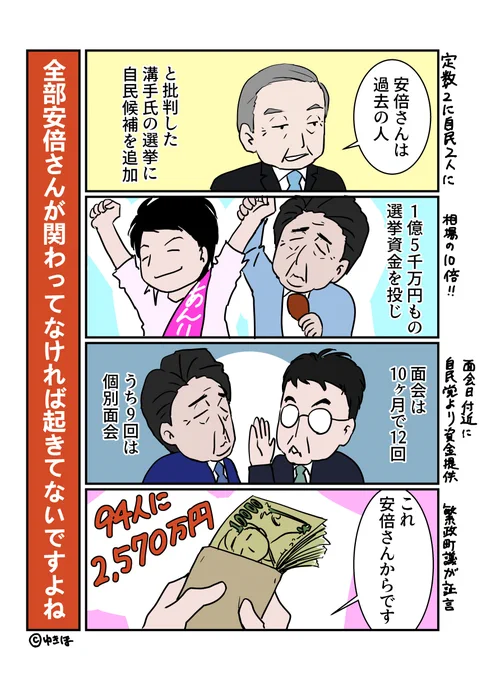河井夫妻公職選挙法違反
安倍自民の関与もきっちり捜査頼むよ検察
#ゆきほ漫画 
