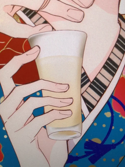 甘酒がビールに見えるということで修正中…グラスをクリアにしたらそれっぽくなった?? 