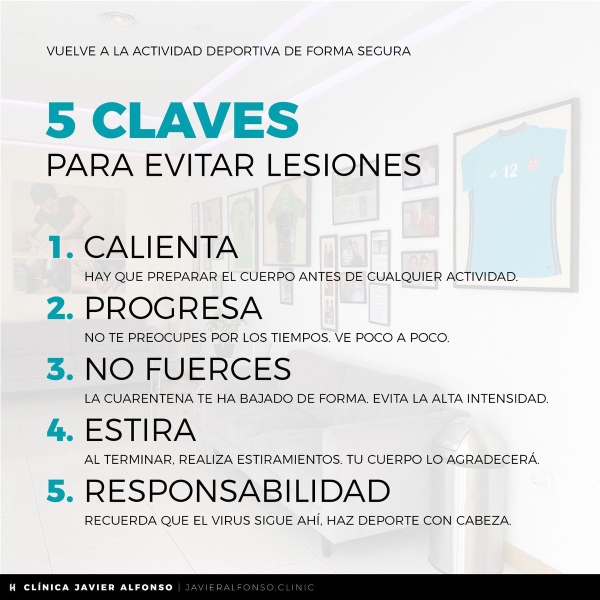 🏃‍♂️ Con la nueva normalidad, vuelve el deporte amateur y profesional.

📖 Os dejamos una pequeña guía con 5️⃣ #CLAVES para volver a la actividad de forma segura. La cuarentena ha bajado tu estado de forma, lo recuperarás poco a poco, solo necesitas algo de tiempo y paciencia.