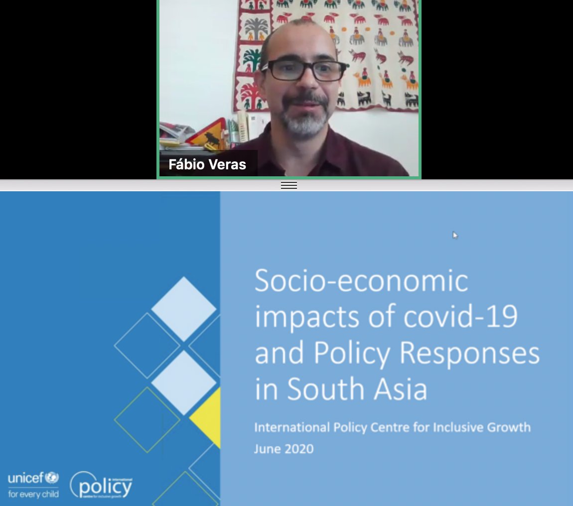 DevPathways's tweet photo. Fabio Veras from @IPC_IG now speaking in #SPwebinar!
Presenting findings on the core epidemiological and macroeconomic impacts that the #COVID19 crisis is expected to have on the #SouthAsian region.
#SPresponses #SPCovid19 #SocialProtection https://t.co/sU1Z3Tlksb