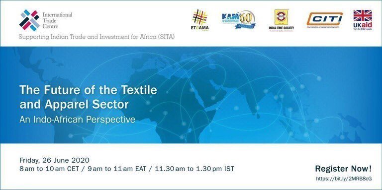 tpsftz's tweet image. 🚨Don’t Miss🚨

Partners and Stakeholders in Economic Development;

We are pleased to invite you to a Webinar on the Future of the Textile and Apparel Sector – An Indo-African Perspective on Friday, 26 June, 9am-11am EAT .

Registration Link: bit.ly/2MRB8cG