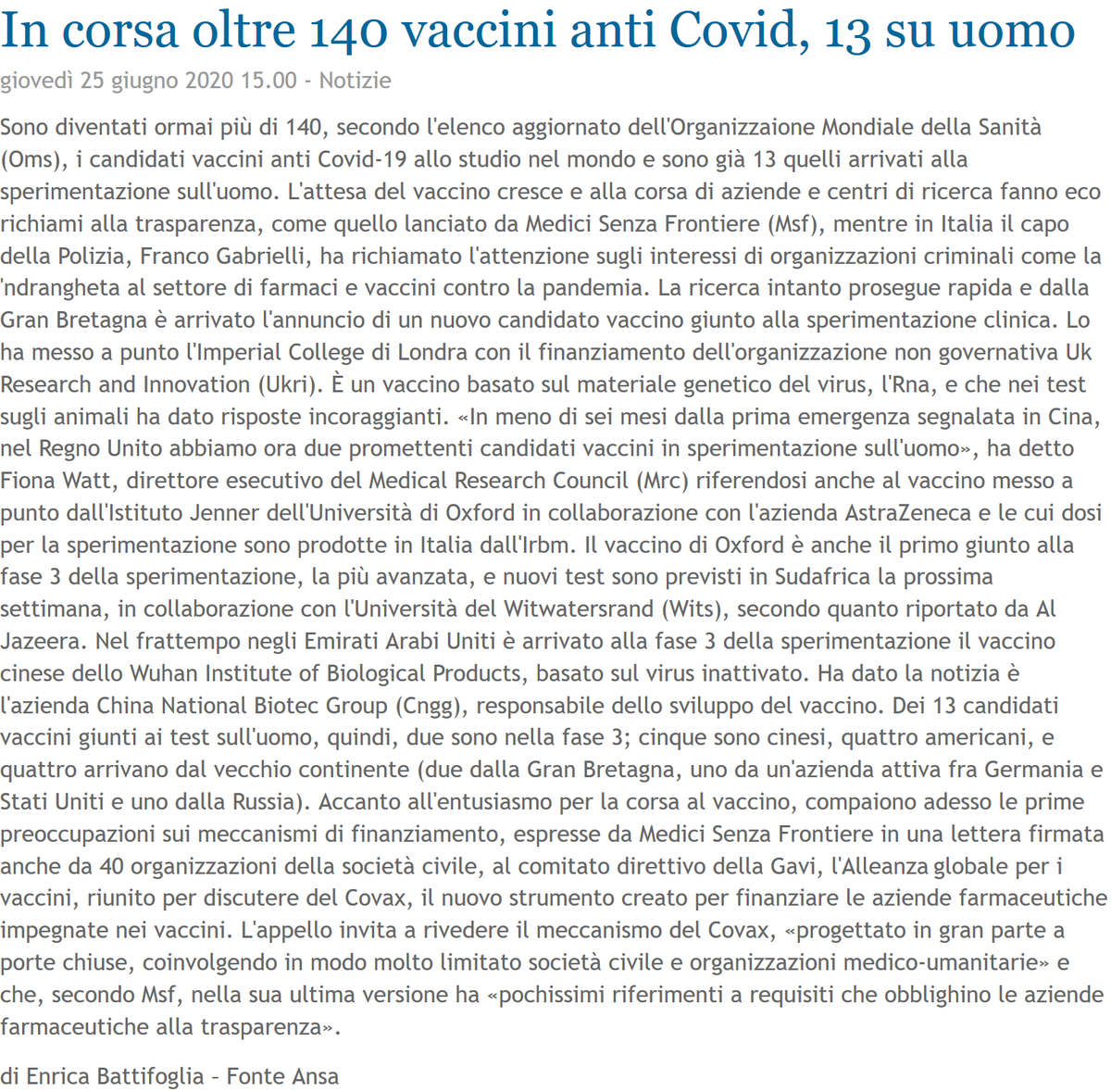 fimmgnotizie's tweet photo. Oggi su FimmgNotizie:"In corsa oltre 140 vaccini anti Covid, 13 su uomo". Leggi questa e tutte le altre notizie cliccando qui https://t.co/UEwdZxy97m https://t.co/8sUqXp50f7