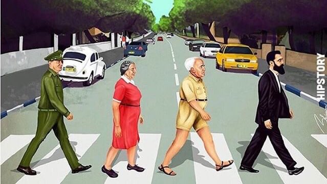 Israeli leaders reimagined as The Beatles on Abbey Road