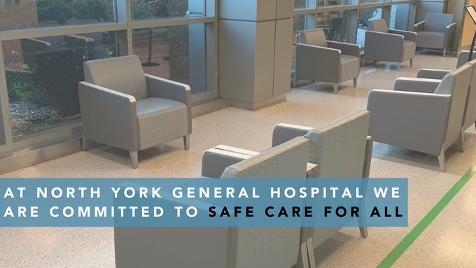 NYGH_News's tweet image. As hospitals plan to ramp up services, it's important to know it's safe to come to our hospital for care. Our updated seating areas is one way we are committed to #SafeCareForAll. We've made sure physical distancing measures are in place to keep you and your loved ones safe.