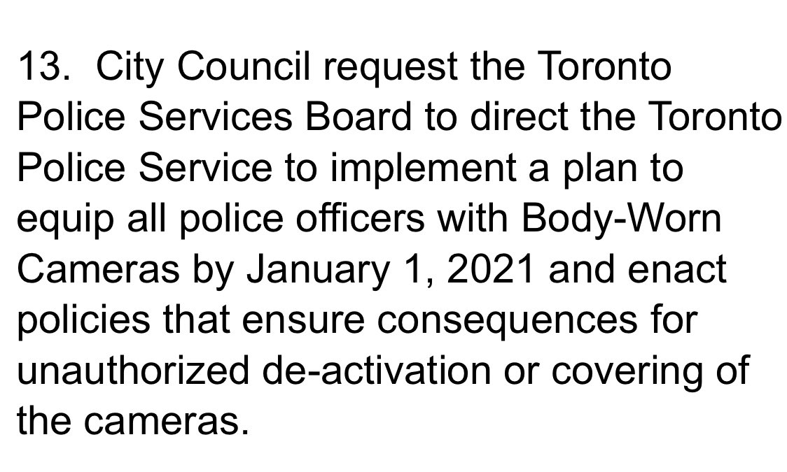 It asks that police come up with a plan for all officers be equipped with body-worn cameras by Jan. 1, 2021