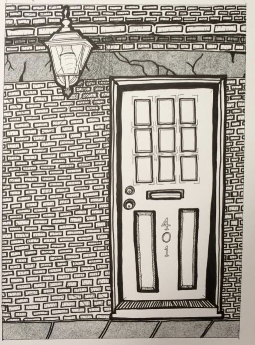 artbysin1's tweet photo. Savannah door. #blackpen #sinclaircorbettart #art #blackink #freehand #stippling #wall #brickwall #door #pen https://t.co/0FUhjPKcdC