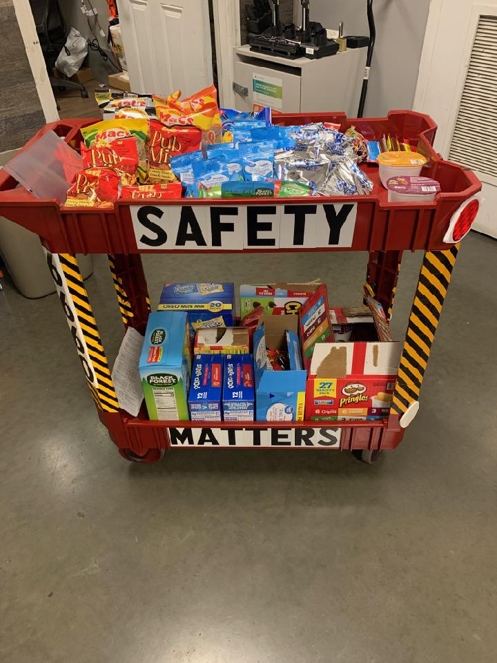 Making safety fun on red shirt Wednesday.  Answer a safety question to get a snack and a ticket. Safety Matter here at 6660 Lodi
