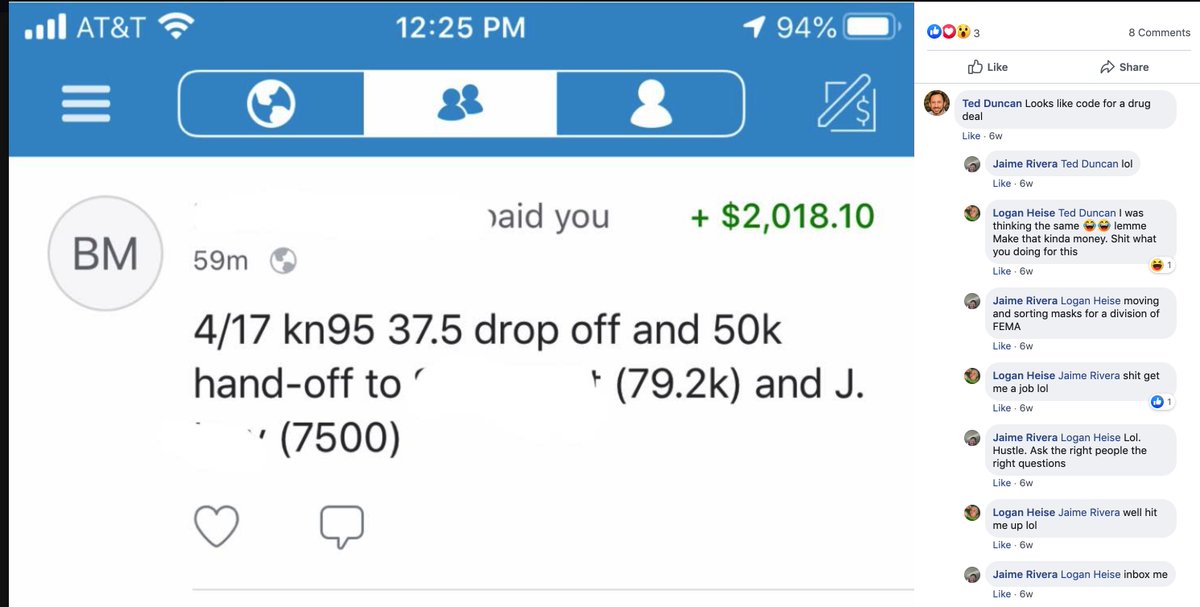 7/ More curious was a screenshot Rivera posted of a $2k payment from “BM.” One of his Facebook friends noted “looks like code for a drug deal.”