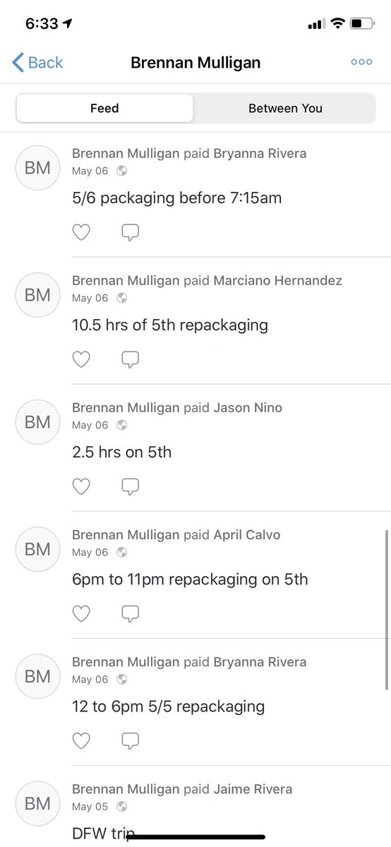 8/ So I pulled out my phone and looked for him on Venmo and was delighted to see all his transactions were public. Someone named Brennan Mulligan was paying him and others on Venmo to repackage masks. Check it out …