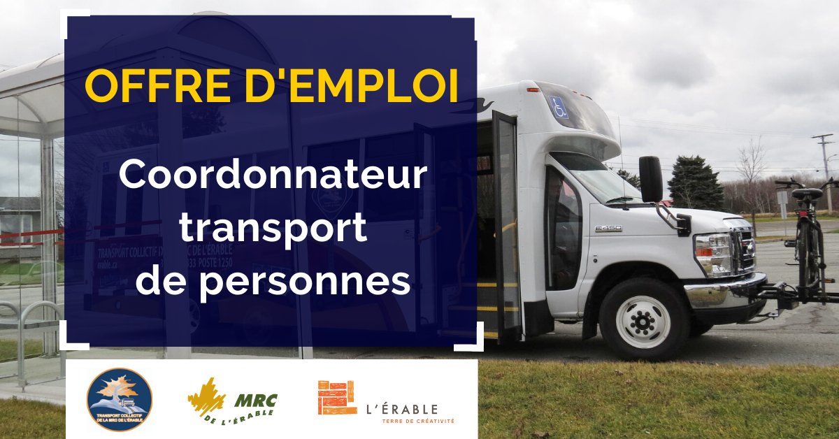 region_erable's tweet photo. Le défi d'optimiser l'offre de service en transport pourrait-il être dans tes cordes? 🚐 Consulte l'OFFRE D'EMPLOI de Coordonnateur au transport de personnes ici ▶️ https://t.co/yBi5je6IOk https://t.co/wq37fjt4Qd