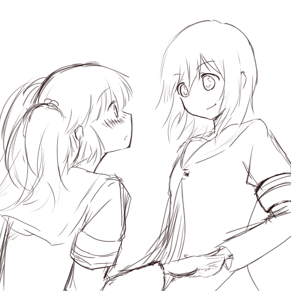 百合の日らしいのでちなゆいを描こうと思いラフっぽいのだけ描きました。 