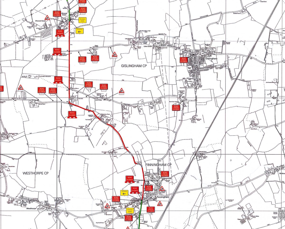 Suff_highways's tweet photo. B1113 Rickinghall Road, #Gislingham & B1113 Walsham Road, #Finningham will be closed on 29 June 2020 between 9.30am and 3.30pm, for urgent road repairs.
Please follow the diversion - B1113, A143, A140, A1120, B1115, B1113 and vice versa.
#Suffolk https://t.co/HUho87FR0B