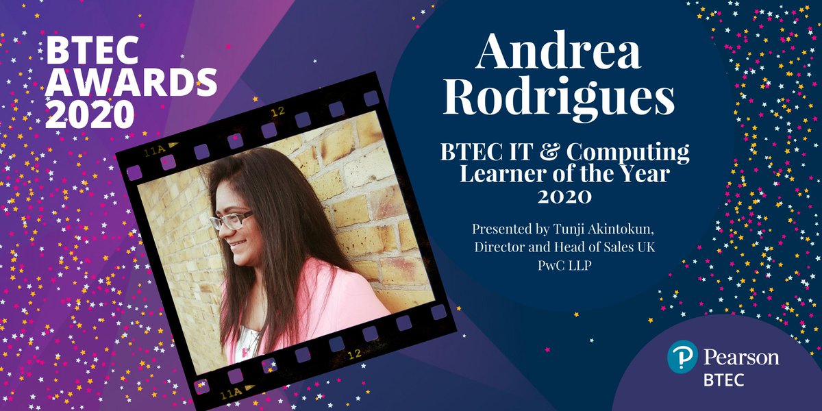 Pearson BTEC and Apprenticeships (@pearsonbtecappr) on Twitter photo Congratulations to Andrea Rodrigues, our 2020 BTEC IT & Computing Learner of the Year. Andrea has been described as an ambitious, proactive student with incredible curiosity and a real love for the subject that she is passing down. #BTECAwards2020 <a href="/andyrodrigues30/">Andrea Rodrigues</a> <a href="/AdaCollege/">Ada, the National College for Digital Skills</a> Congratulations to Andrea Rodrigues, our 2020 BTEC IT & Computing Learner of the Year. Andrea has been described as an ambitious, proactive student with incredible curiosity and a real love for the subject that she is passing down. #BTECAwards2020 <a href="/andyrodrigues30/">Andrea Rodrigues</a> <a href="/AdaCollege/">Ada, the National College for Digital Skills</a>