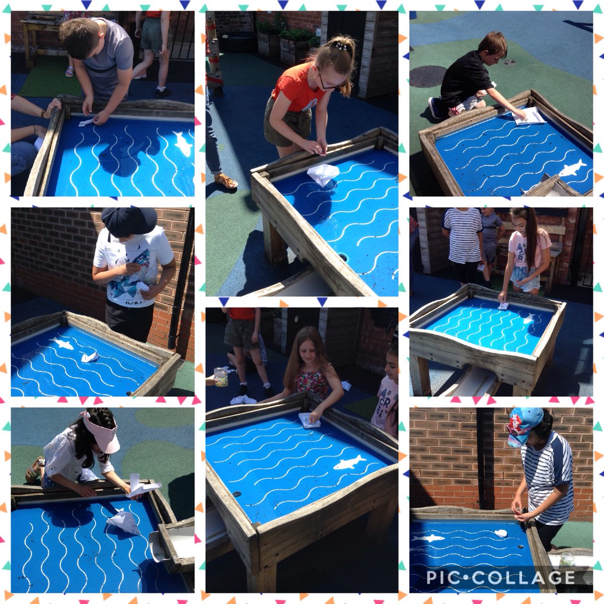 StHildasBury's tweet photo. This afternoon our Key Stage 2 key worker children have made their own raft using paper and paper clips.They then tested them in the water to see how many marbles they could hold. They also created a vehicle picture using finger paint. #TheLearningProjects https://t.co/zx8V0qqwB9
