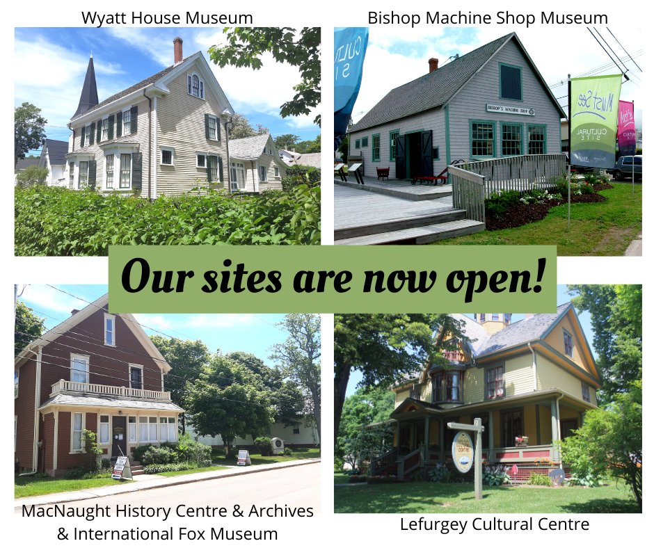 We have exciting news- our museum sites and archives are now open! You can book  a tour or archives appointment by calling 902-432-1332. You can check our website for more details: culturesummerside.com