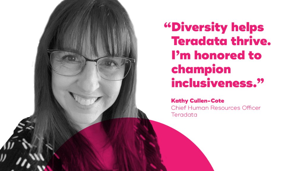 Teradata's tweet photo. For @KathyRCullen, Chief Human Resources Officer at Teradata, #Pride means more opportunities for positive change and innovation. "Diversity is our blueprint for greater creativity, better decisions and a stronger culture." #TeradataPride #PrideMonth https://t.co/bl7KFpV69J
