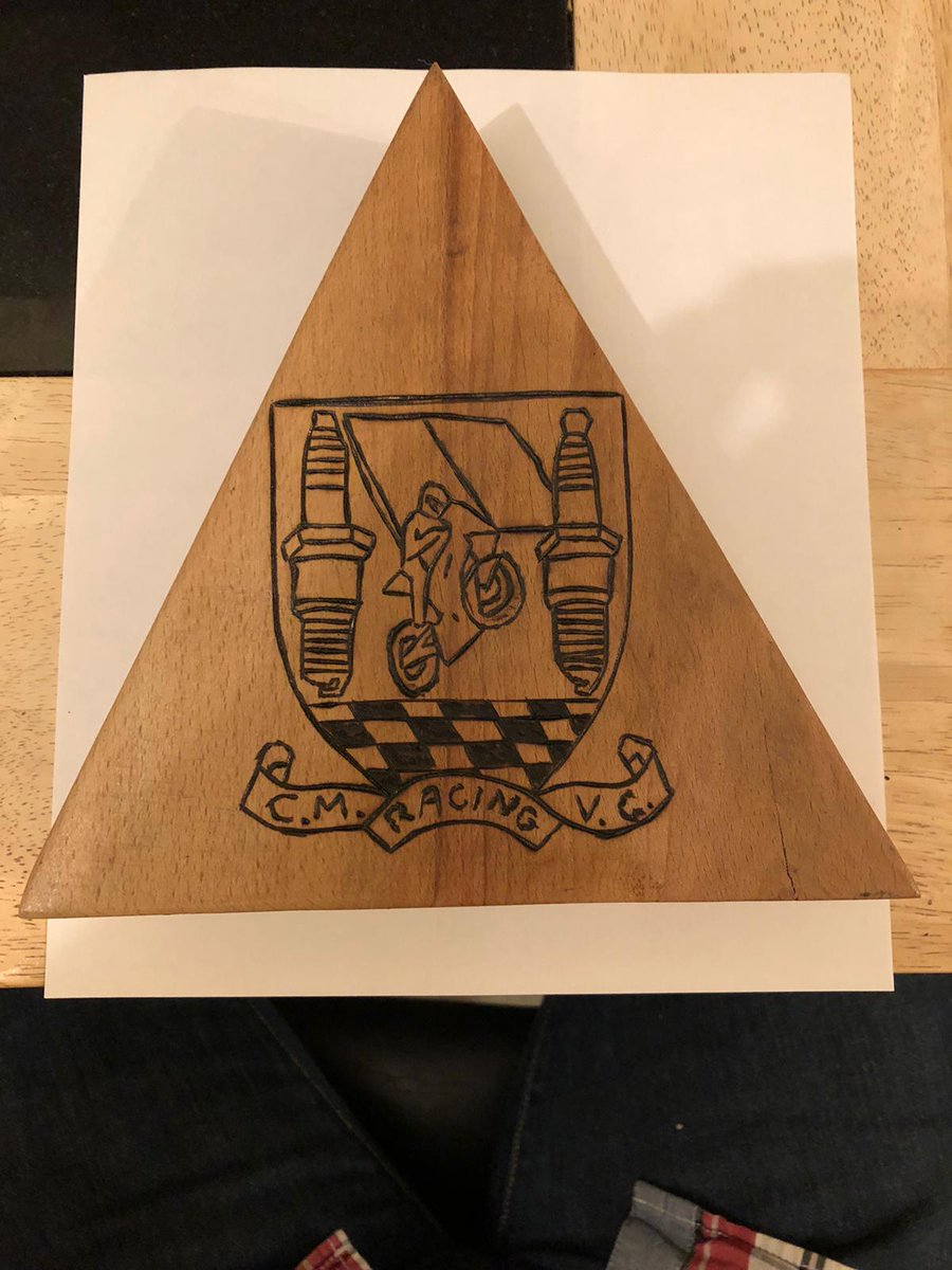 Munster100RR's tweet photo. 2/2 To mark the moment we've commissioned a beautiful piece to giveaway to one lucky supporter all you have to do is like & retweet the post & we'll pick a winner over the weekend π #Munster100 #RoadRacing #Glanmire #CMRVC #Giveaway #Competition https://t.co/r6IjBKc2jn