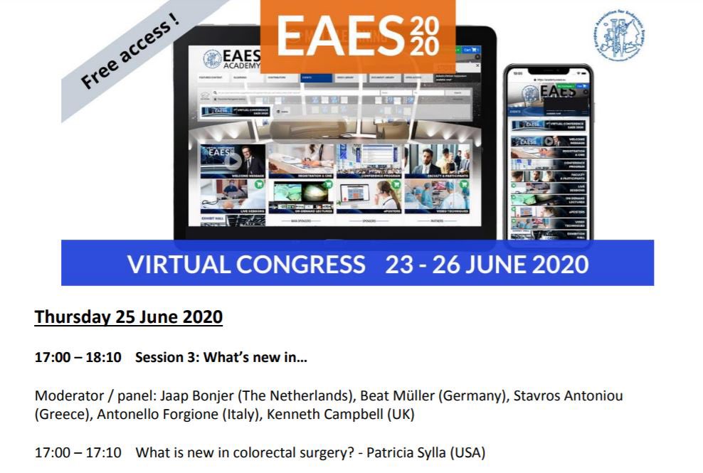 patsyllamd's tweet photo. Hot New technologies in Colorectal Surgery @ EAES virtual session in 1 hr ! @fascrs_tech #CMR #colospan #theator #GIGenius #KindHeart @SAGES_Updates @EAES_eu https://t.co/RKiKnQDtdh