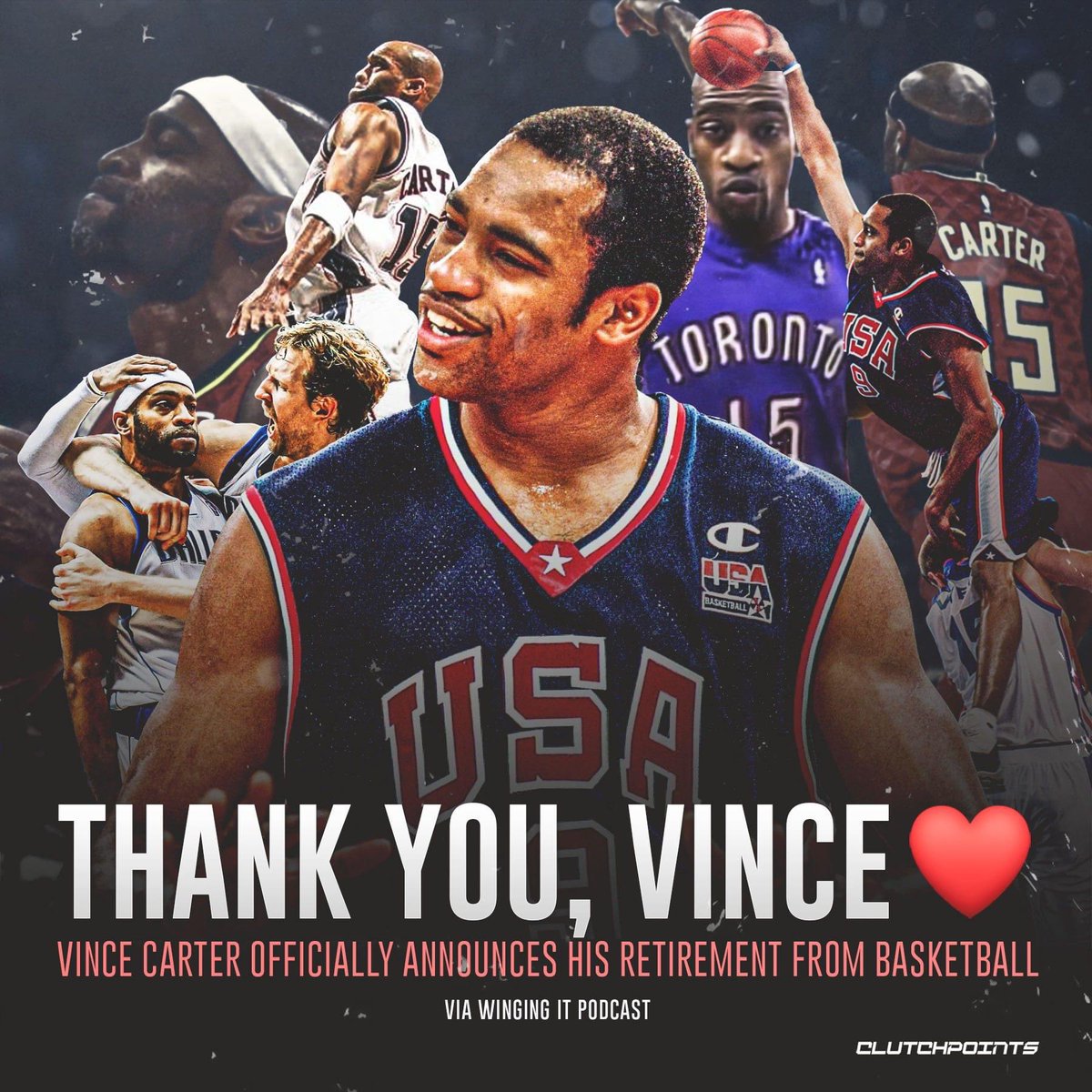 MDRpod's tweet photo. After 22 years, one of the most storied careers in NBA history has come to an end 😢 

What's your favorite Vince Carter memory you'll remember FOREVER? https://t.co/DZIWmK27Vs