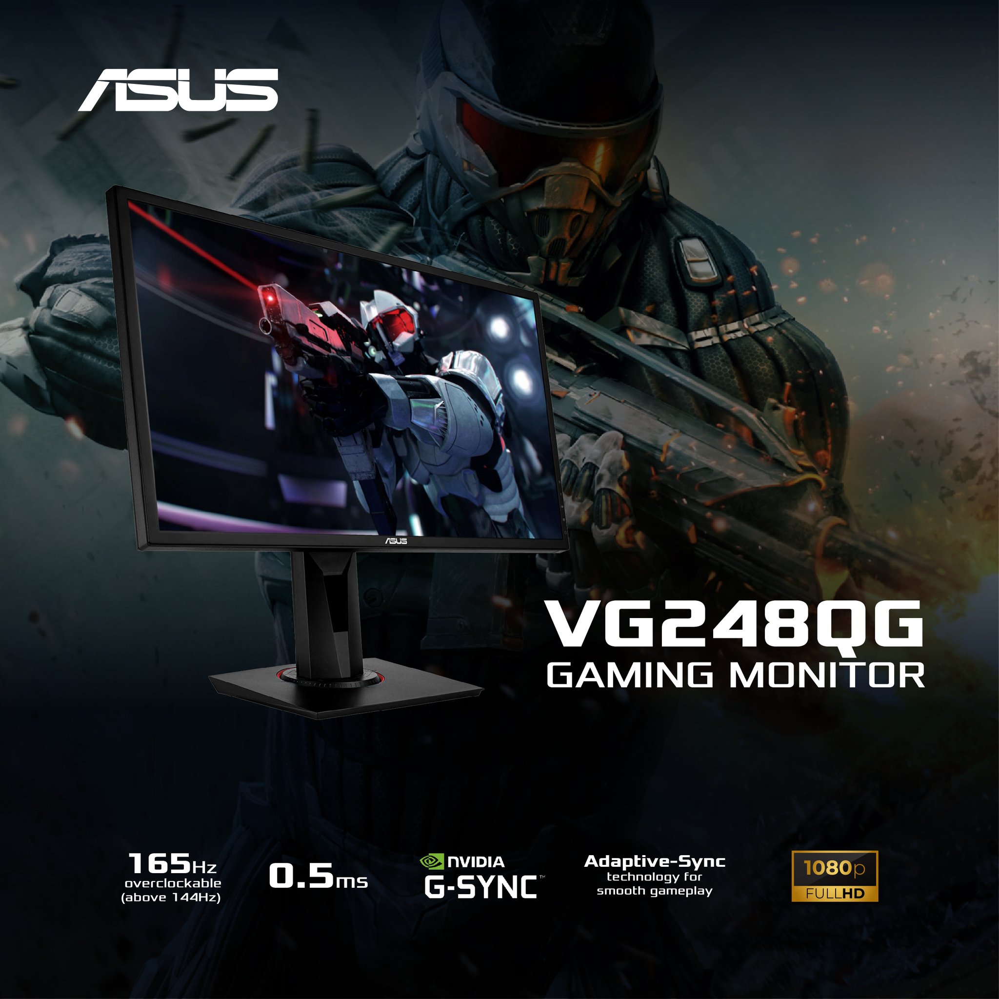 Asus VG248QG 24” G-Sync Compatible Gaming Monitor 165Hz Full HD