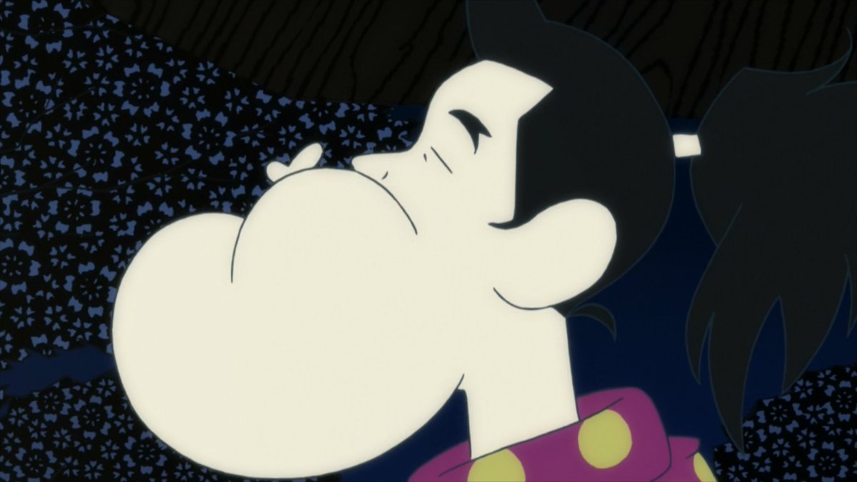 but to emulate actual thoughts that are going through Watashi's head in realtime. The aesthetic decisions made by the show is also not just for style. They also reflect how Watashi views the world. Hyperbolic representations like Higuchi's chin or Ozu's face are examples of this.