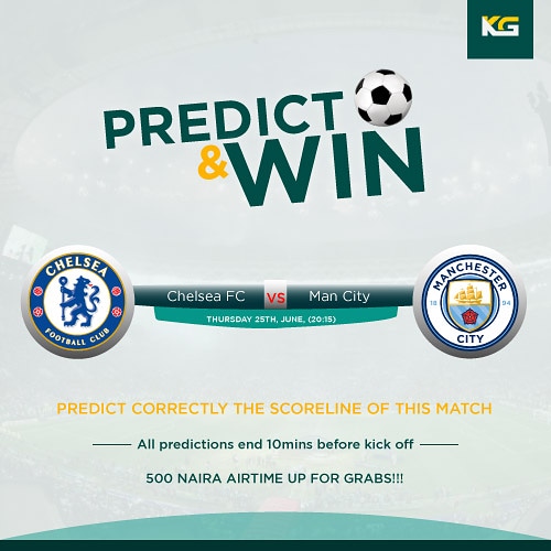 KaigloExpress's tweet photo. Predict correctly the scoreline of this match and stand a chance to win free β¦500 airtime.
Follow the steps below
1. Follow, tag and like us @kaigloexpress
2. All prediction ends 10mins before kick off.
#kaigloexpress #freegiveaways #predictandwin https://t.co/hCyT7q20bv