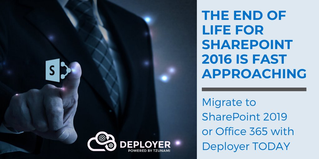 tzunami's tweet photo. The clock is ticking on SharePoint Server 2016, whose mainstream support will end in July 2021.
Learn more: https://t.co/bv2let3wnD
#SharePoint2016 #SharePoint2019 #SharePointOnline #DataMigration #office365 #ModernPages #informationtechnology #tech #MigrationTool #migrationapi https://t.co/xCUC1TKpWX