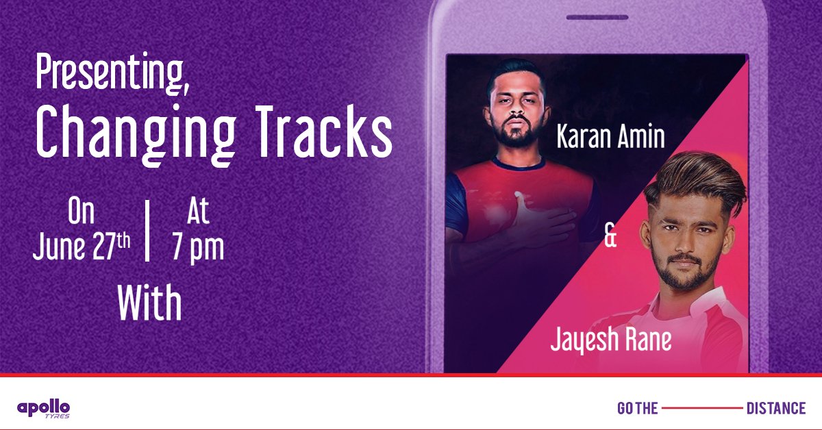 ApolloXSports's tweet photo. Get ready for an #InstagramLive interactive session of #ChangingTracks with none other than Karan Amin (@karan7amin) and Jayesh
Rane (@jayeshrane11).
Join us live
at 7 pm on 27th June, 2020 on our Instagram handle.
#ApolloXSports
#GoTheDistance https://t.co/J8tYuPBD6z