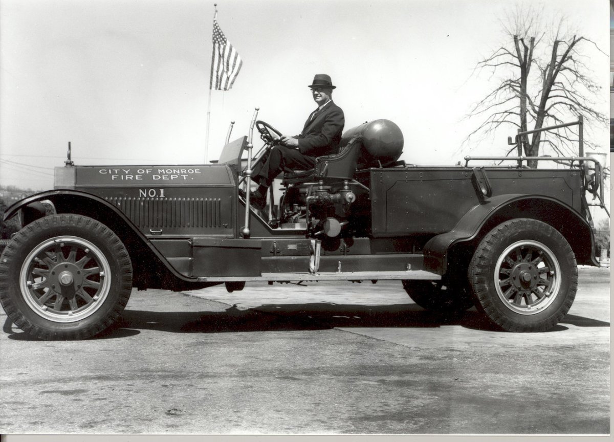 UnionCountyNC's tweet photo. 🚒 It's #TBT! This photo of Monroe Fire Department's Fire Truck #1 was taken in 1921 and was used for more than 40 years. Pictured is then-chief Jesse Helms, Sr. 🚒 https://t.co/uOGIkdsFFa