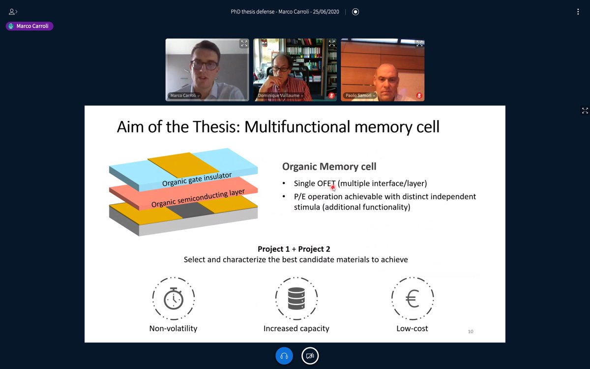 NanochemistryL's tweet image. Marco Carroli has just received his PhD after successfully defending his thesis entitled “Multifunctional organic based electronic devices: Use of a two-component organic blend for non-volatile memories” via videoconference. Congratulations, Dr. Carroli! 👨‍🔬🎓👏