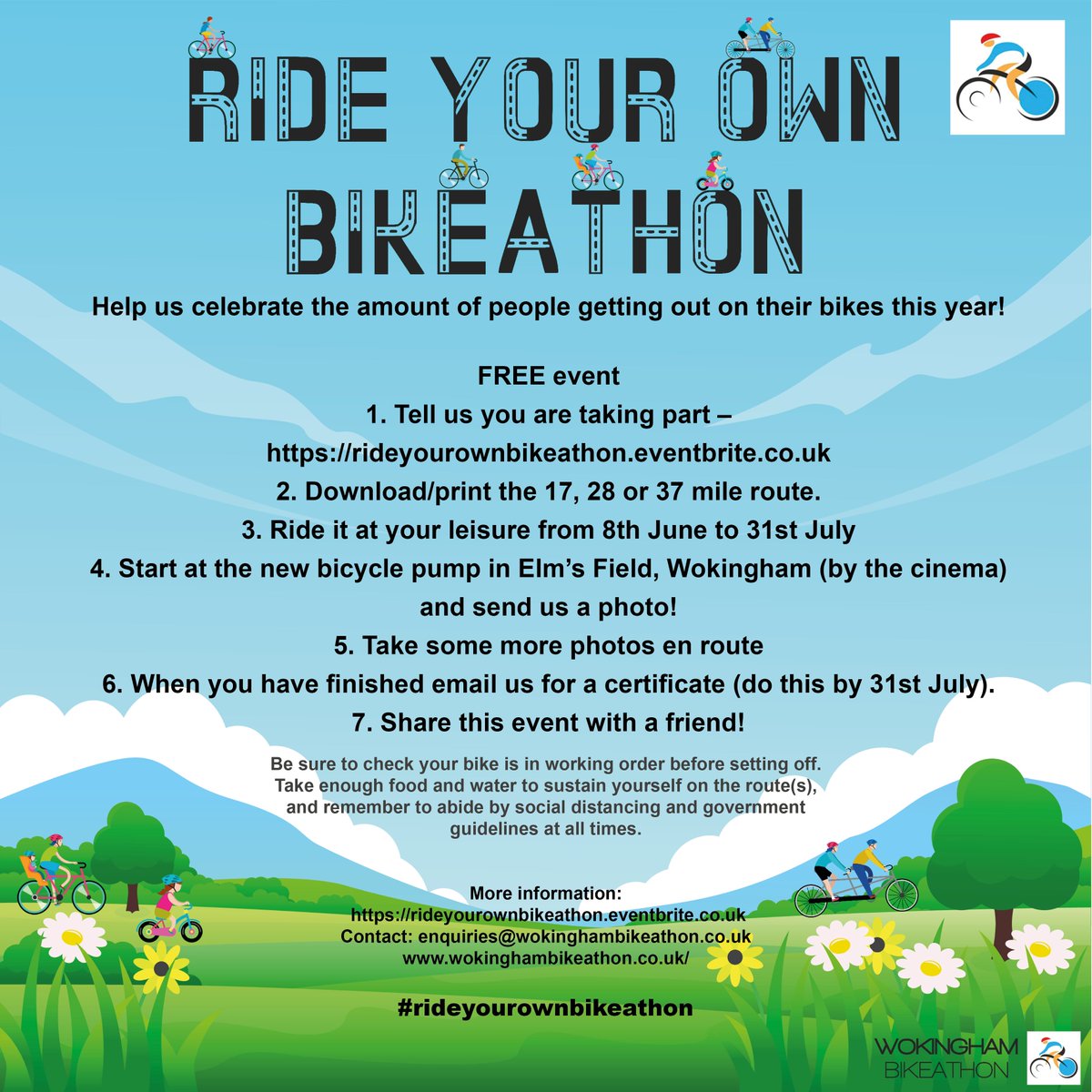 Missed out on the #Wokinghambikeathon this year? Why not ride your own. Visit rideyourownbikeathon.eventbrite.co.uk for more details. <a href="/MJWokingham/">My Journey Wokingham</a>
