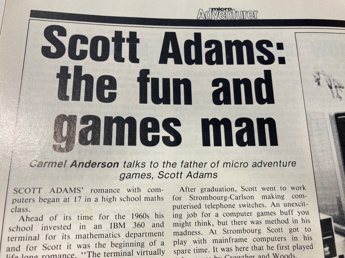 アライコウ ゲーム 将棋 シナリオライター Micro Adventurer1984年4月号より コンピュータアドベンチャーゲームの父 スコット アダムスの来歴を紹介する記事 マーベルコミックのゲーム化の先駆けでもあったらしい