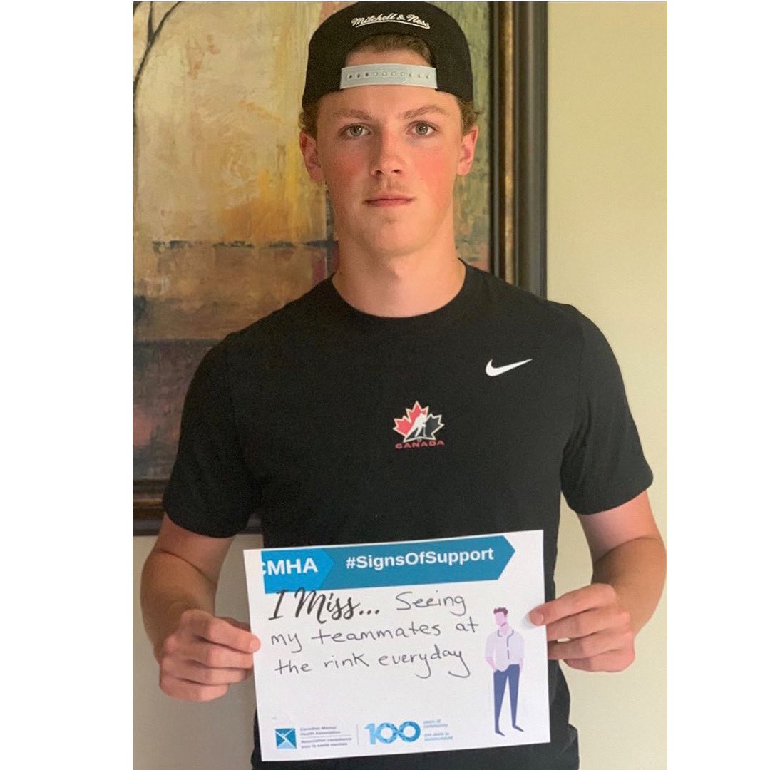 Sudbury_Wolves's tweet photo. 🐺Sudbury Wolves Liam Ross, Emmett Serensits and Landon McCallum show their @CMHA_SM #SignsofSupport ✨ https://t.co/7WLs8JifCy
