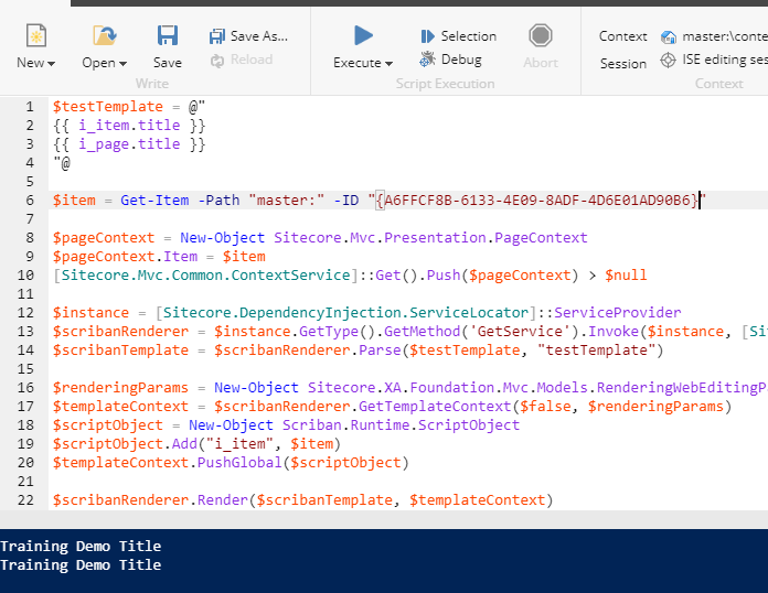 MichaelWest101's tweet photo. Did you know that it's possible to render #Scriban using #Sitecore #PowerShell Extensions? https://t.co/aampScZBFI