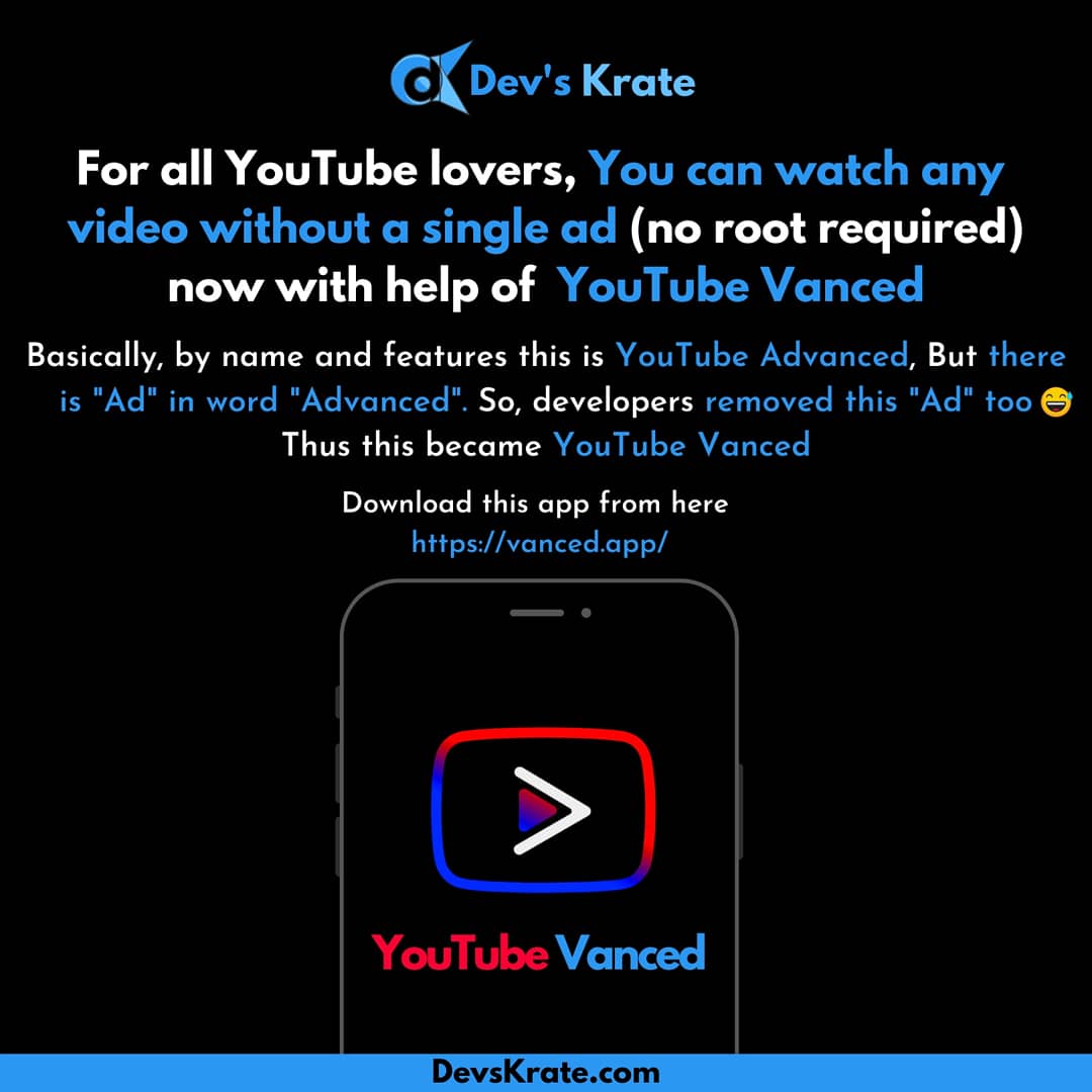 TechMobie's tweet photo. For all those who asked how to watch YouTube without ads in mobile app.
Follow us @devskrate 🔥
#youtube #youtubevanved #google #android #youtubepremium
#snapdragon #snapdragon865 #helio #mediatek #processor #intel #nvidia #inteluhd #gpu #cpu #gaming #snapdragon690 #apple #mi https://t.co/M9jzAn8Smn