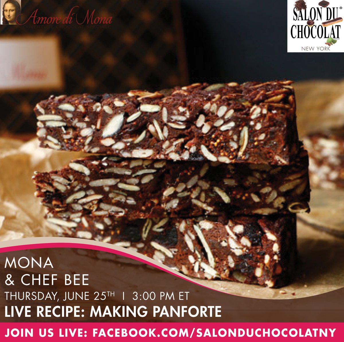 Tune into our Facebook Page at 3:00 PM ET to get an insider's look as our chocolate aficionados demonstrate new techniques, exhibit their craft, and entertain with an abundance of delectable knowledge. 

Tonight we will be making #Panforte with @amoredimona. Don't miss out!