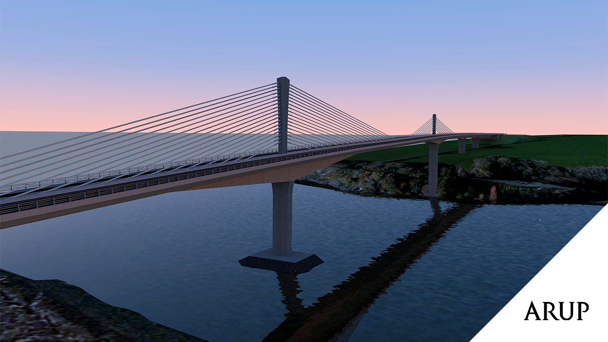 Arup's tweet photo. We've designed a modern 21st century landmark in collaboration with @CFC_engineering - the longest #bridge in Ireland. Read more about the #RoseFitzgeraldKennedyBridge in e-mosty. https://t.co/vKOYTqX2Hm #LongSpanBridge https://t.co/hnAvChVdJQ