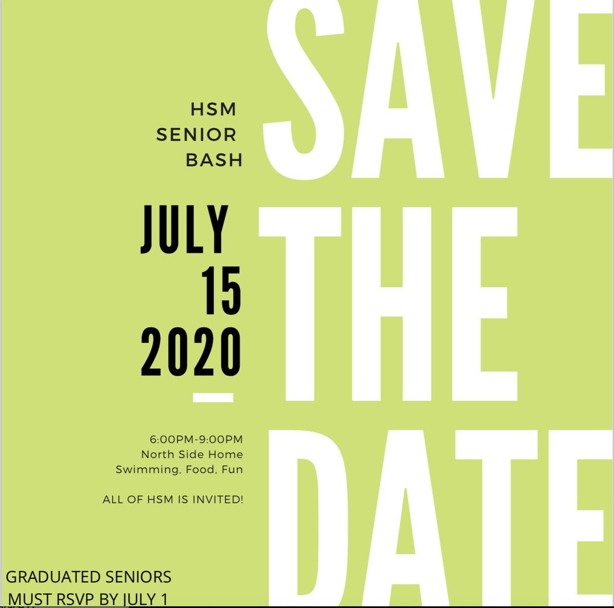 hsmcfc's tweet photo. We. Can’t. Wait! There will be swimming, volleyball, fire pit (aka s’mores!), FOOD, corn hole, basketball, &amp; more! 

GRADUATES- please RSVP by texting Lindsey @ 812-306-6660! 

All other HSM Students- just save the date &amp; plan to show up &amp; have some fun! https://t.co/ck6lKwRF1s