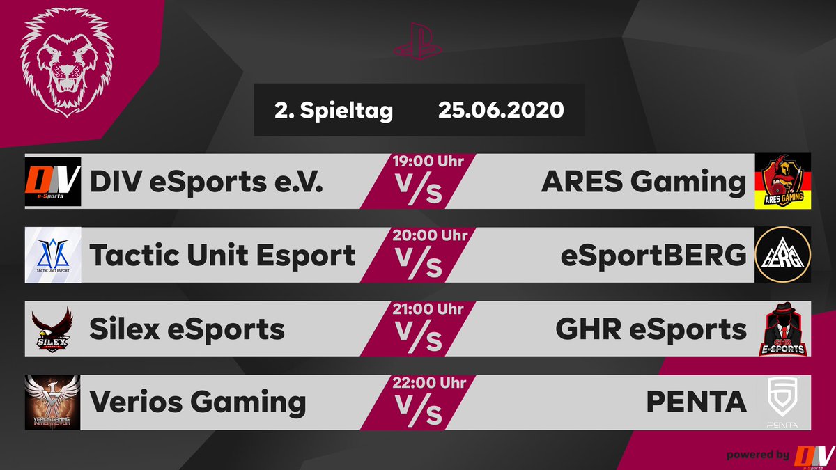 ebattleGG's tweet photo. ⚠️ SPIELTAG 2 [GCS Ps4]
Wir starten um 18:30 mit dem Stream!
@GameCatering Bene &amp; ? begleiten euch auf https://t.co/ODl1o8DwHs
@DIVeSports_GER vs @AresGamingDE
@TacticunitE vs @esportBERG 
@Silex_eSports vs @GHReSports
@veriosGaming vs @PENTA_Sports

powered by: JTC &amp; DIV eSports https://t.co/lEMPxxFz6O
