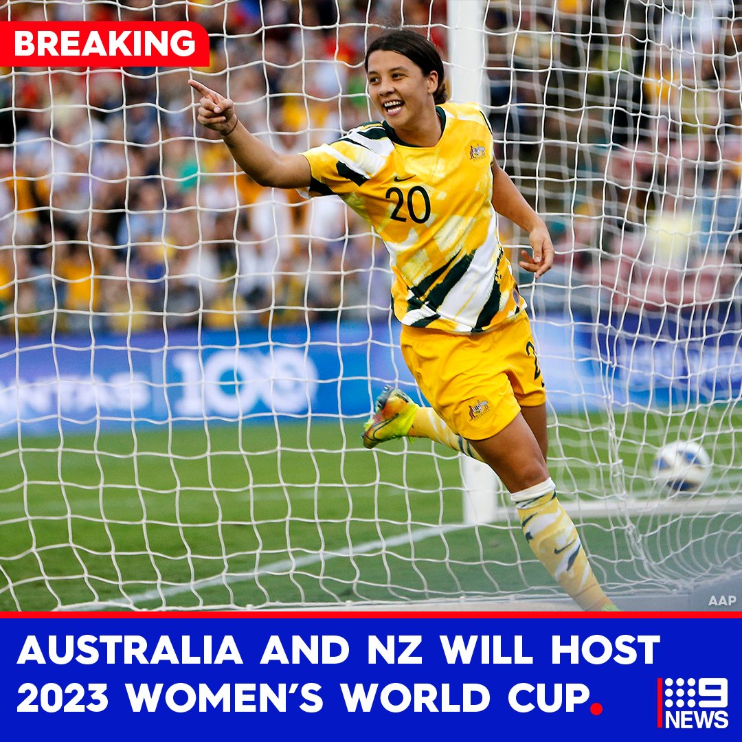 9NewsAUS's tweet photo. #BREAKING: Australia and New Zealand have WON their bid to host the 2023 FIFA Women's World Cup. #9News @AsOne2023 #AsOne https://t.co/113d4ndsti